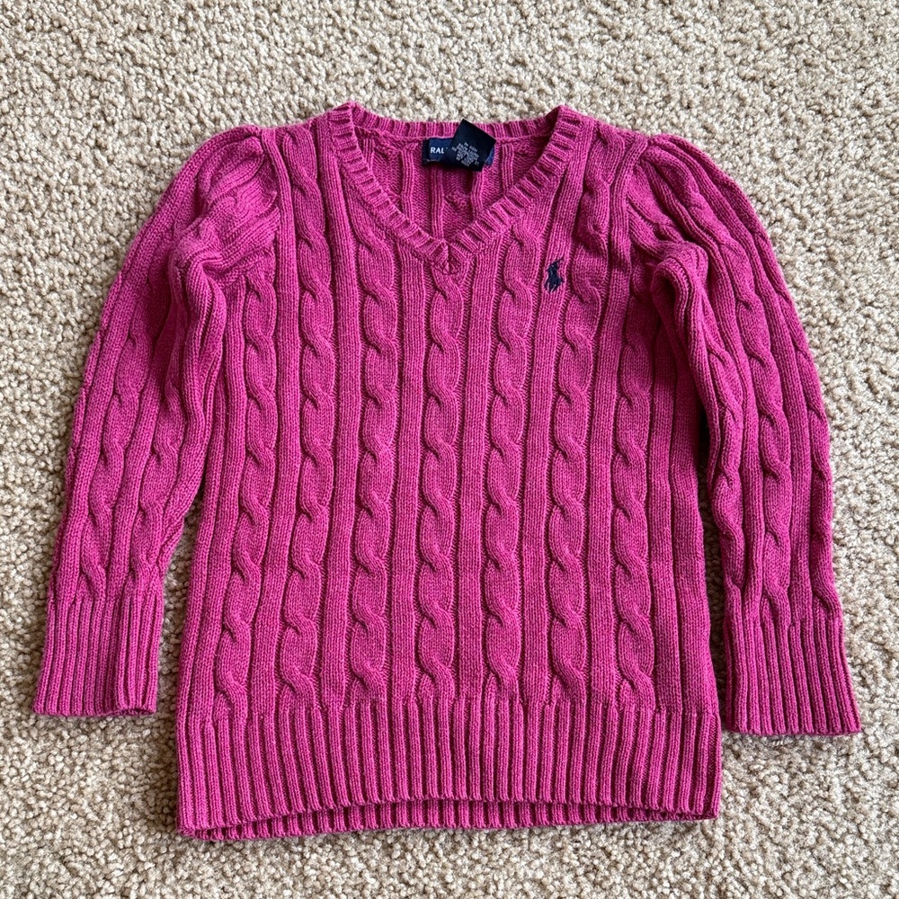 Ralph Lauren Fuchsia V-Neck Sweater kids size 4T